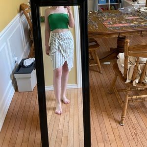 ZARA striped linen wrap skirt